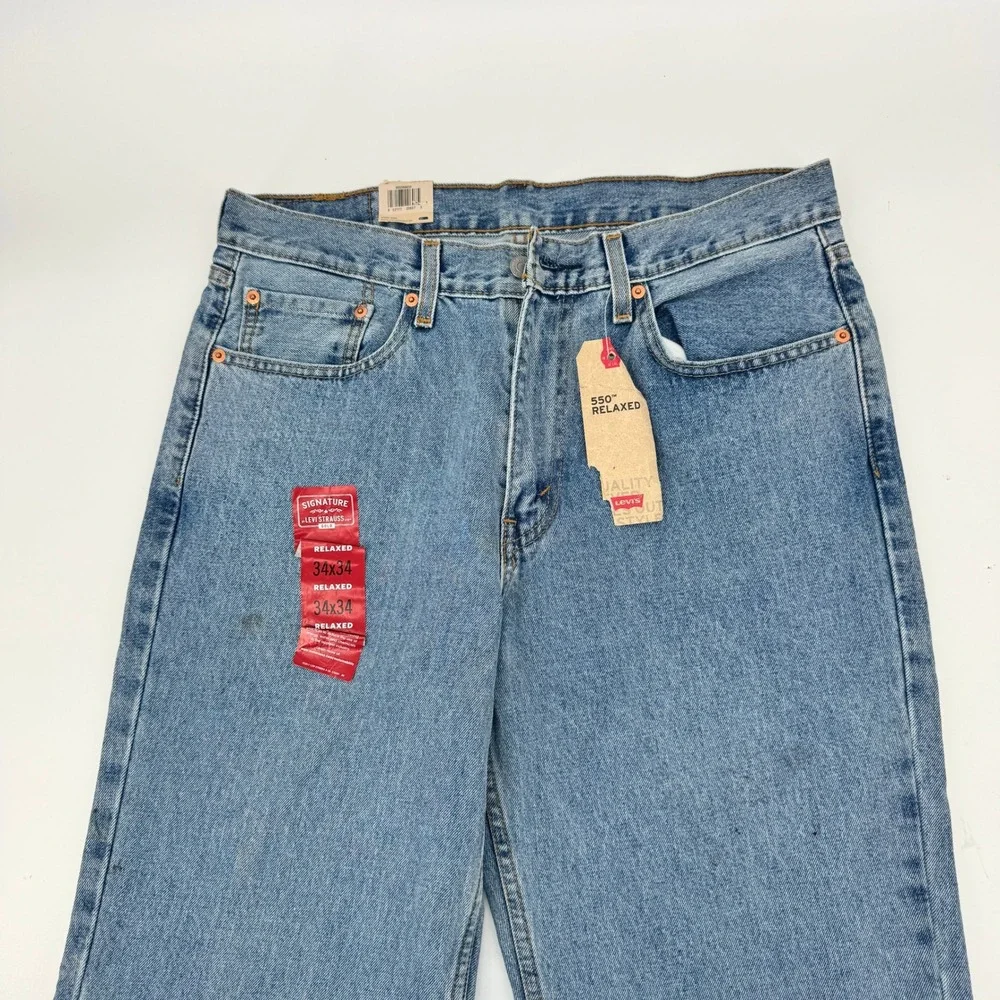 Levi's 550 Relaxed Fit Jeans Mens 33x32 Blue Tapered Leg Medium Wash New W/ Flaw